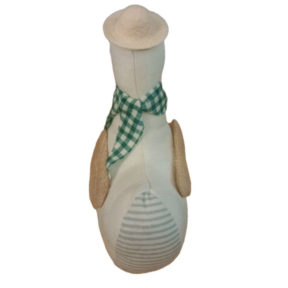 Plush Goose Beanie Bottom Green White Scarf Hat Farmhouse Decor Grandmacore - Picture 2 of 3